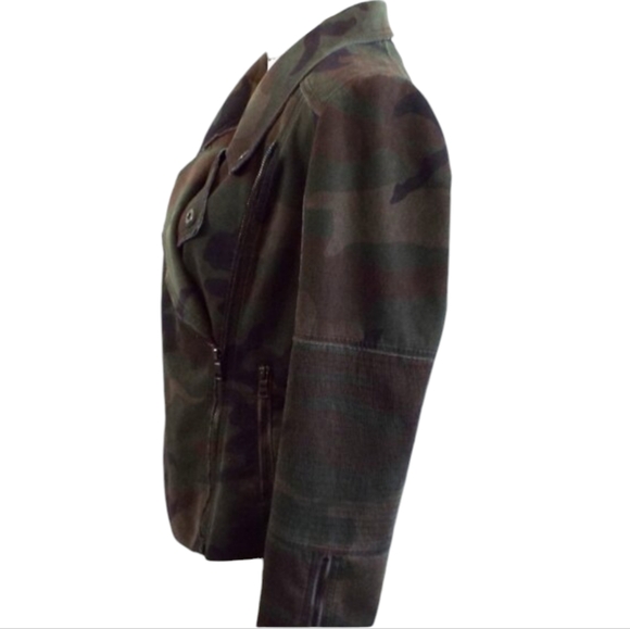 Anthro Marrakech Camo Moto Front Zip Faux Suede Jacket Size Medium - Picture 7 of 9